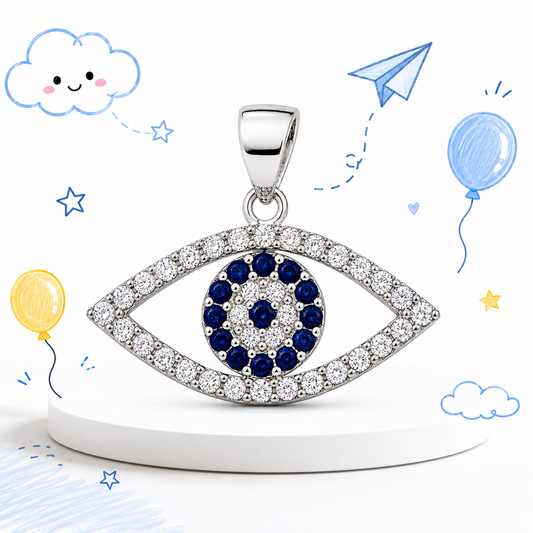 925 Sterling Silver Blue Evil Eye Necklace Pendant