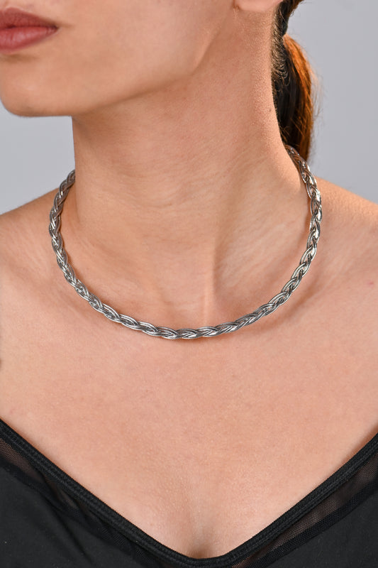 Twinrays Silver Braid Necklace