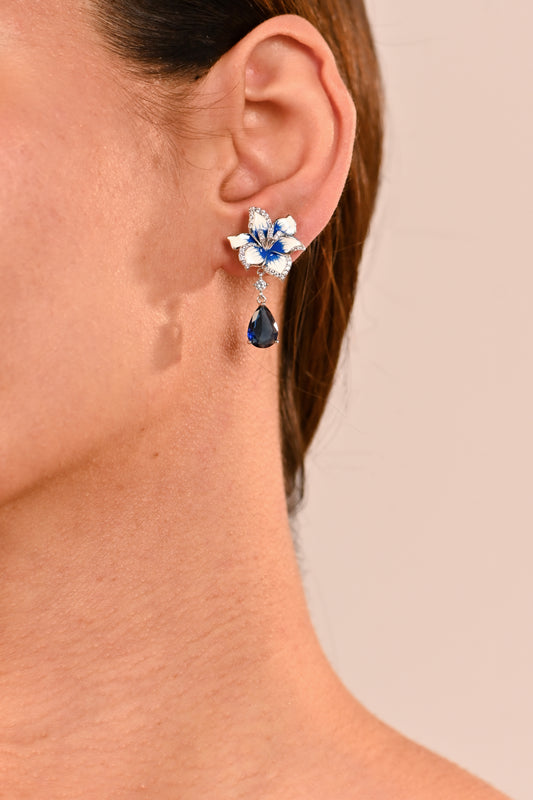 Twinrays Royal Indigo Blossom Earrings