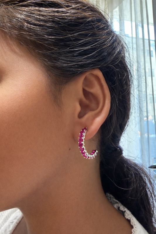 Twinrays Ruby Radiance Half Hoops Earrings