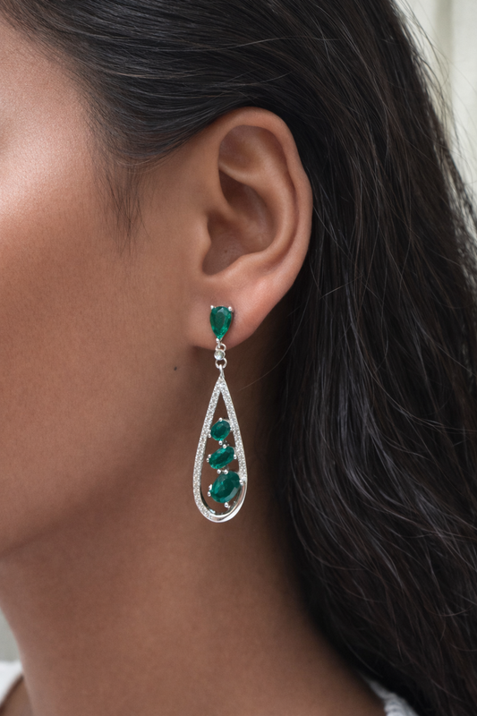 Twinrays Royal Green Droop Earrings