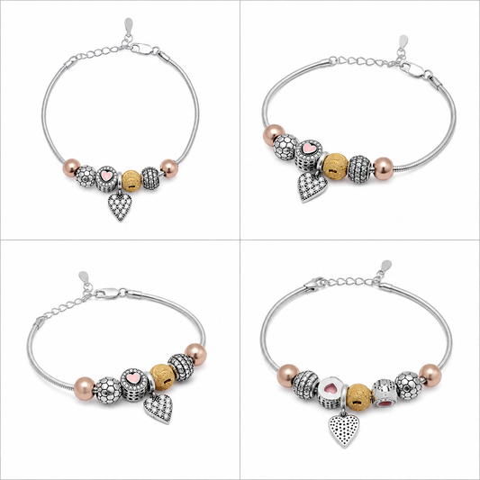 925 Sterling Sliver Heart Charm Bracelet