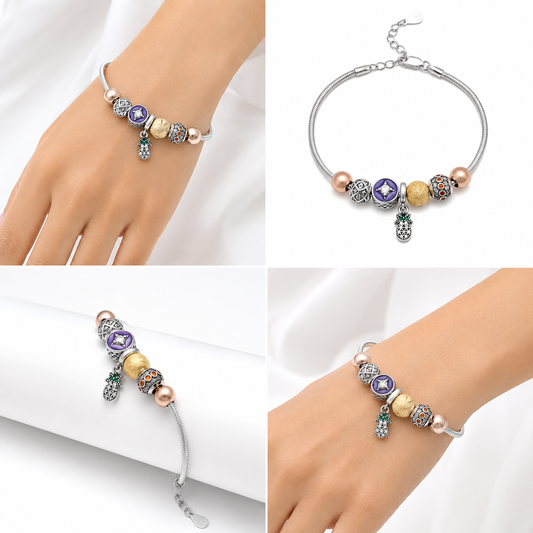 925 Sterling Silver Coconut Charm Bracelet