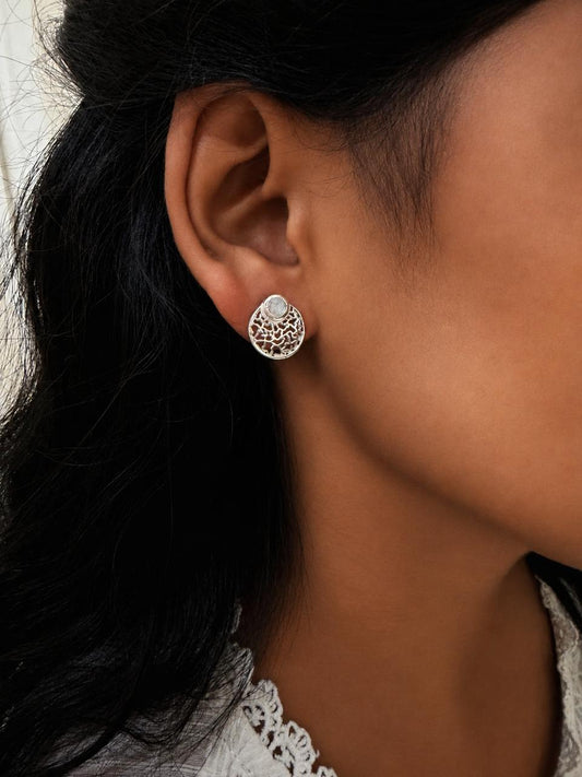 Moonstone Silver Stud Earring