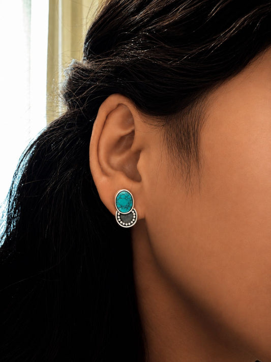 Turquoise Silver Stud Earrings