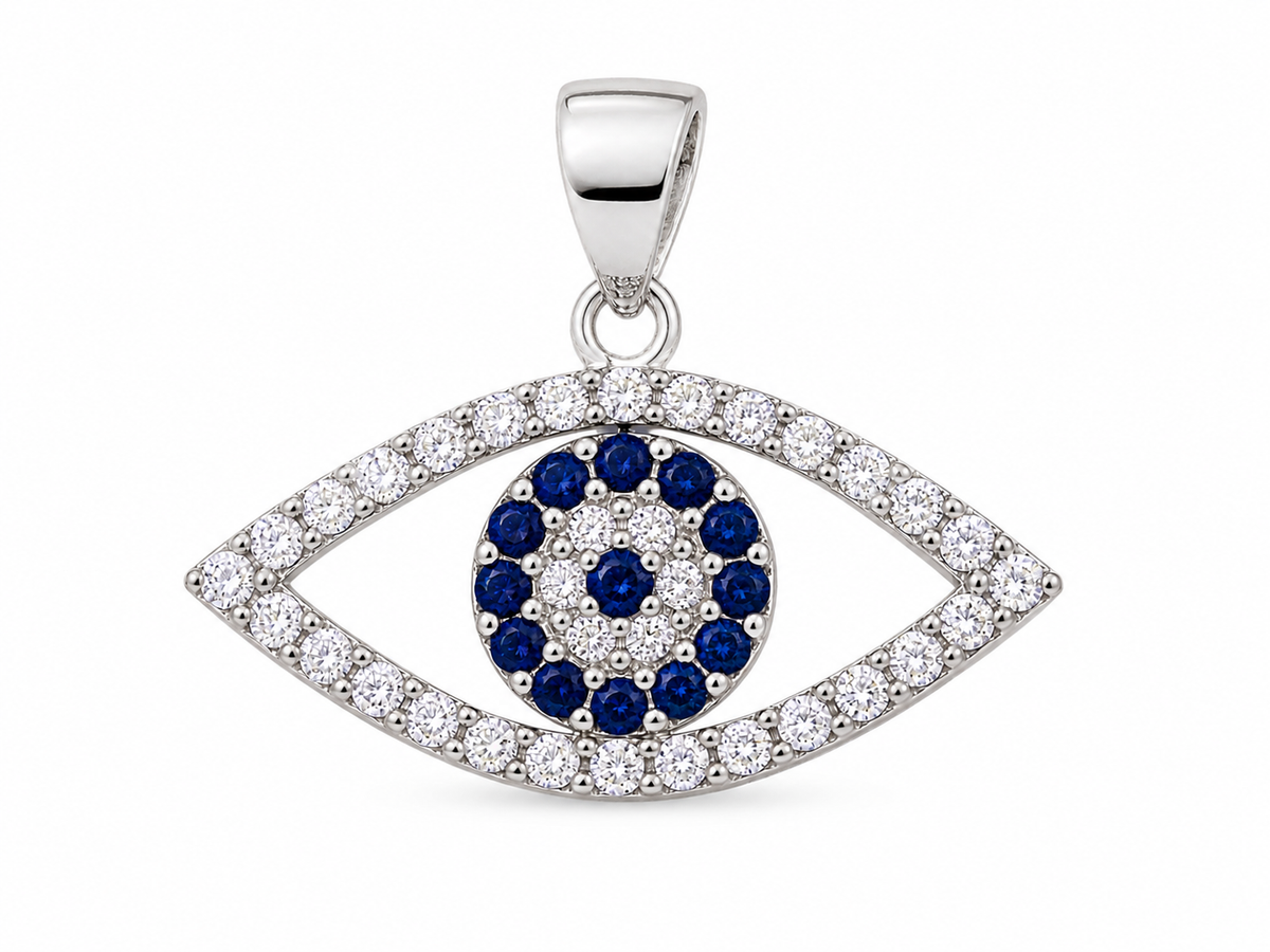 925 Sterling Silver Blue Evil Eye Necklace Pendant
