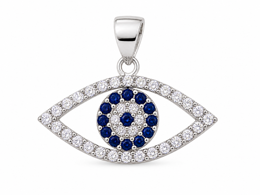 925 Sterling Silver Blue Evil Eye Necklace Pendant