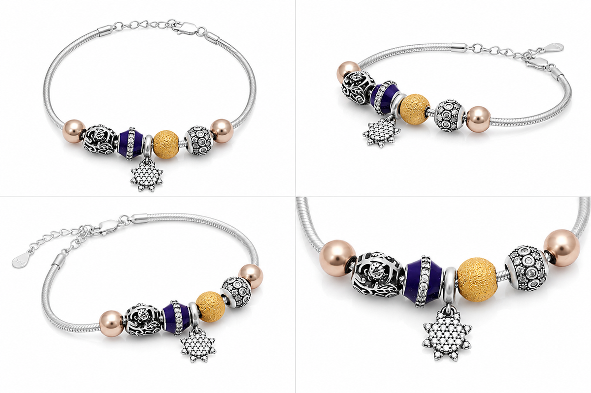 925 Sterling Silver Star Charm  Bracelet