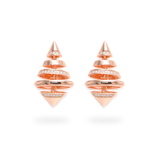 Twinrays Golden Pyramid Drops Earrings