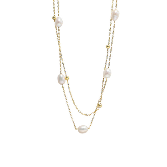 Twinrays Golden Pearl Necklace
