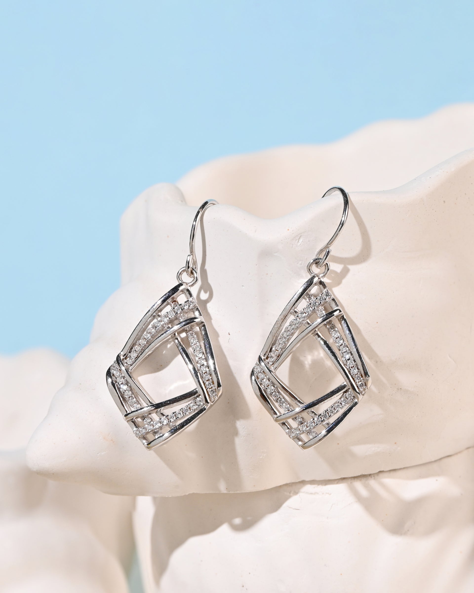 Twinrays Silver Prism Drops Earrings