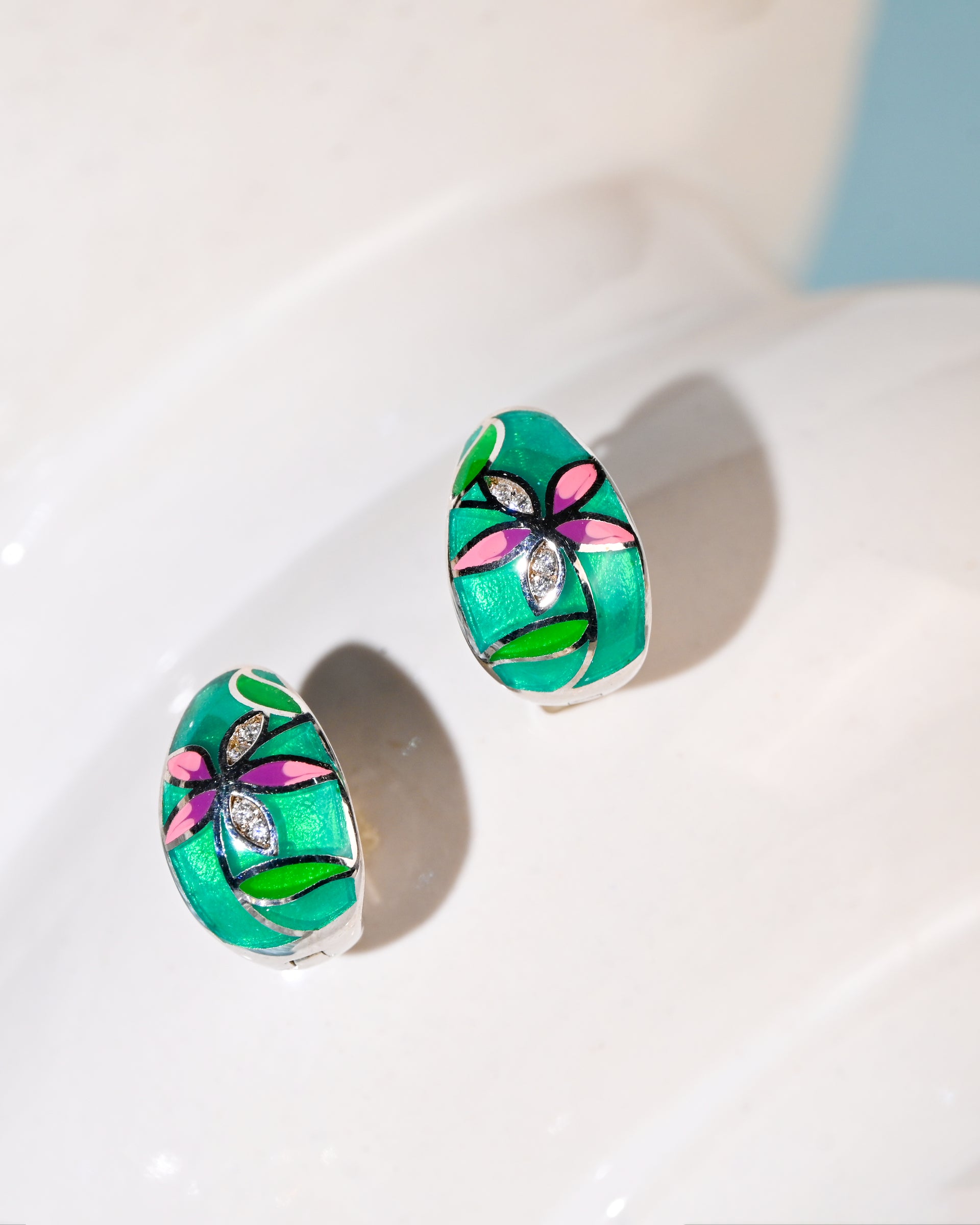 Twinrays Spring Leaf Sparkle Earrings