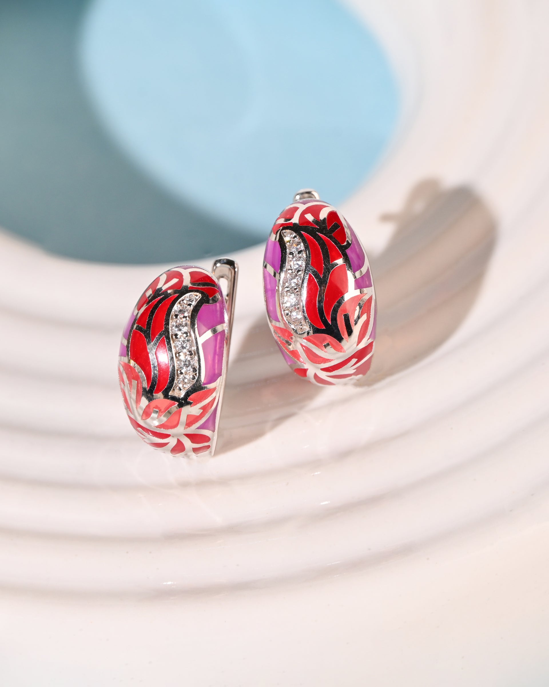 Twinrays Crimson Petal Glow Earrings