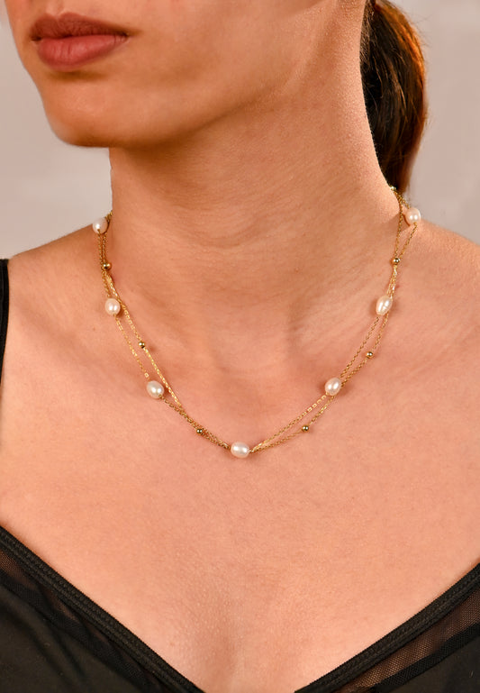 Twinrays Golden Pearl Necklace
