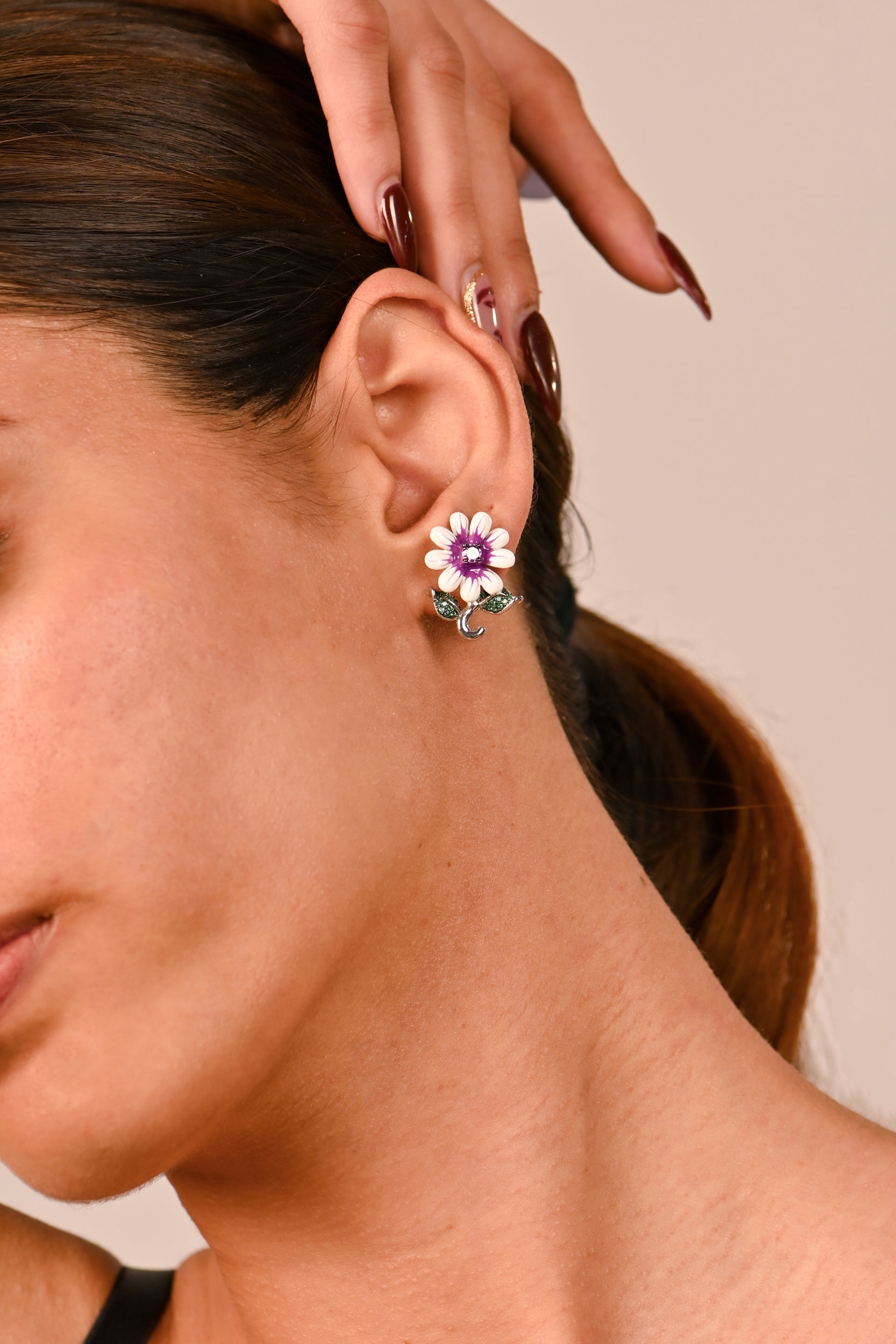 Twinrays Blooming Orchid Studs Earrings