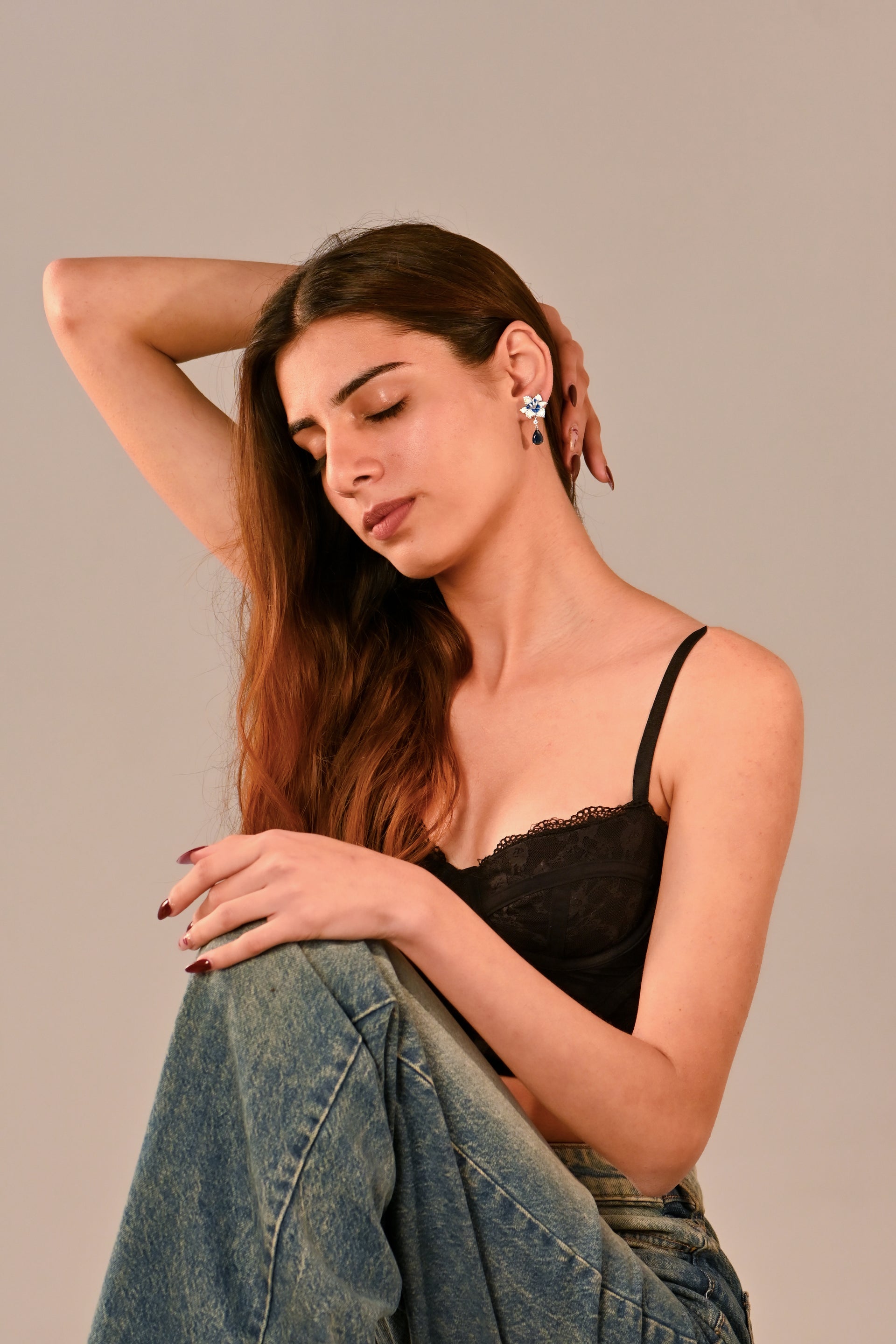 Twinrays Royal Indigo Blossom Earrings