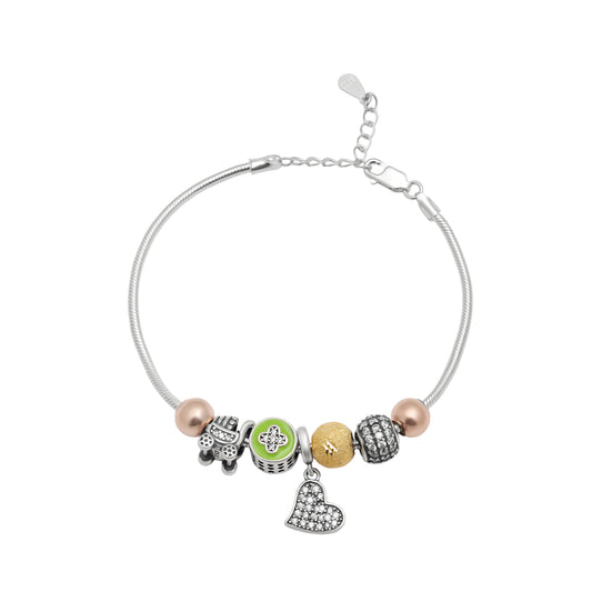 925 Sterling Silver Heart Charm Bracelet