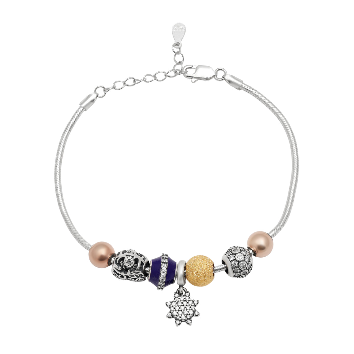 925 Sterling Silver Star Charm  Bracelet