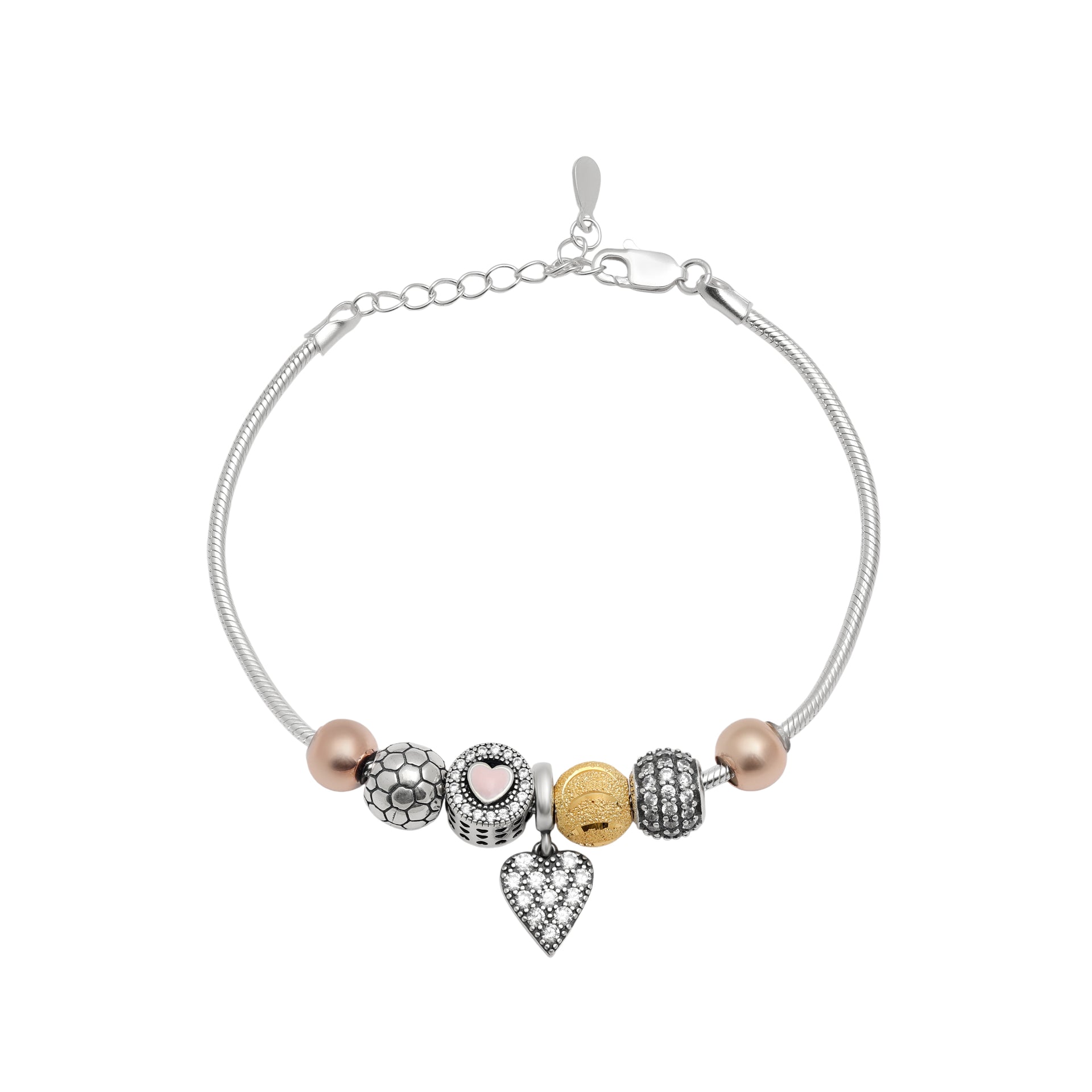 925 Sterling Sliver Heart Charm Bracelet