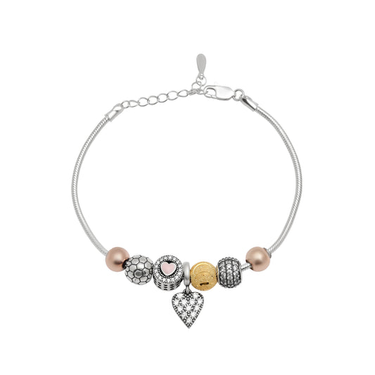 925 Sterling Sliver Heart Charm Bracelet