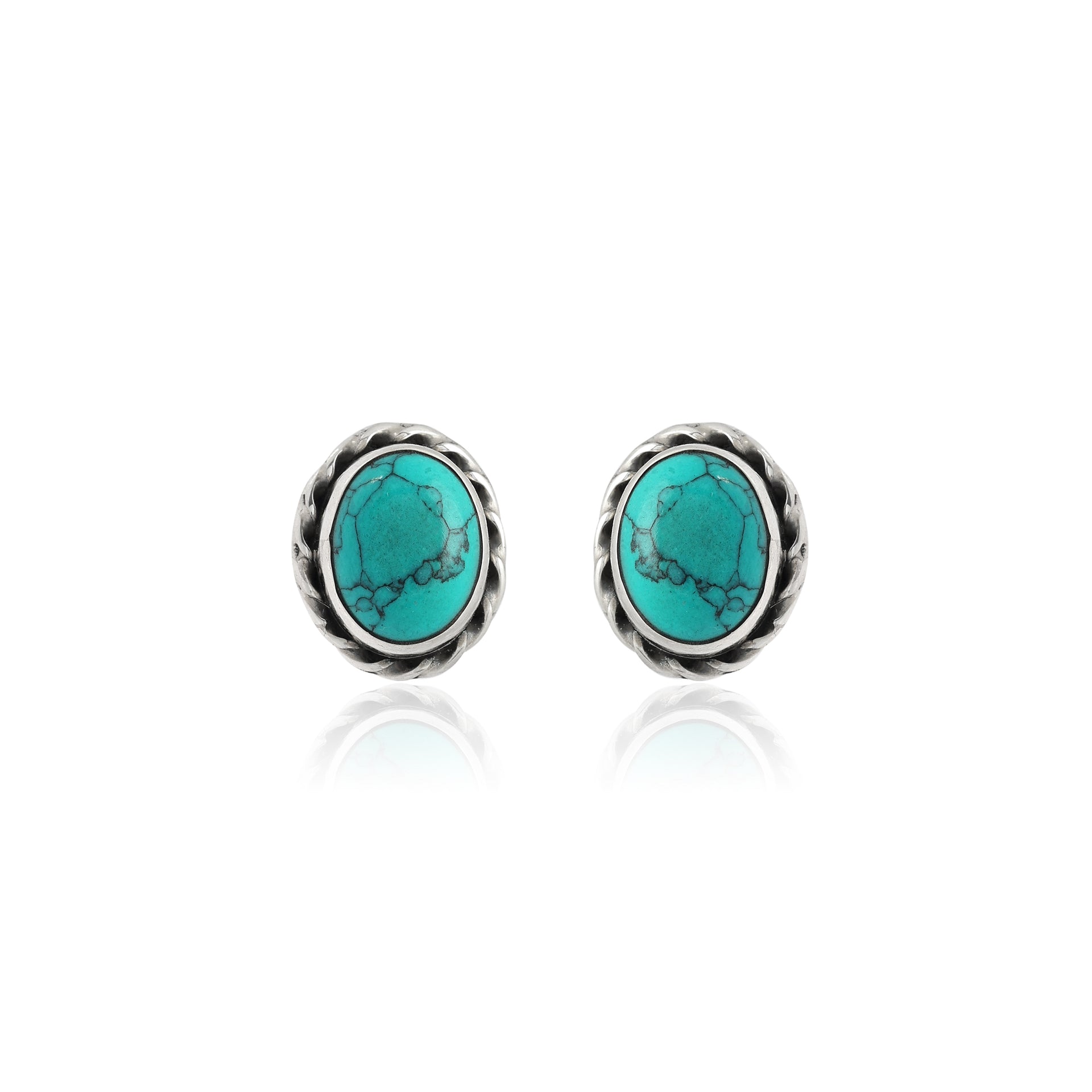 Turquoise Silver Stud Earrings
