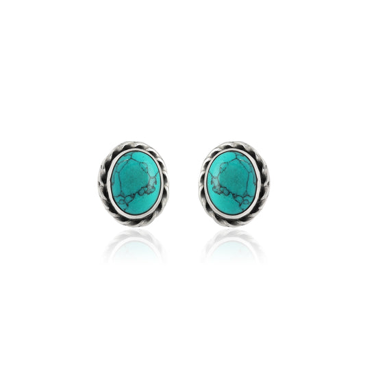 Turquoise Silver Stud Earrings