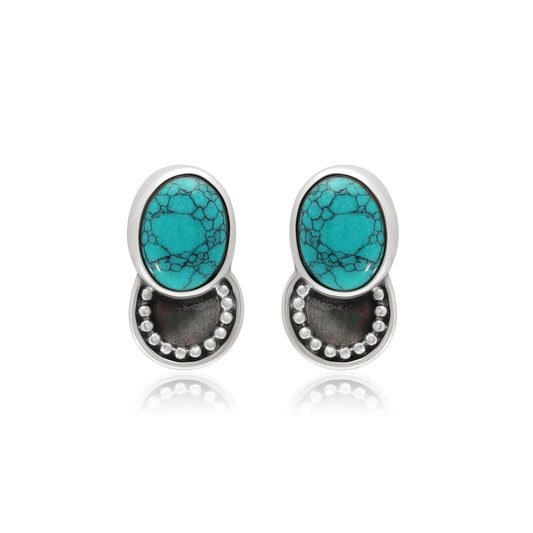 Turquoise Silver Stud Earrings