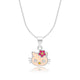 925 Sterling Silver Cat Pendant Necklace with Flower