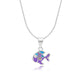 925 Sterling Silver Fish Pendant Necklace with Colorful Enamel