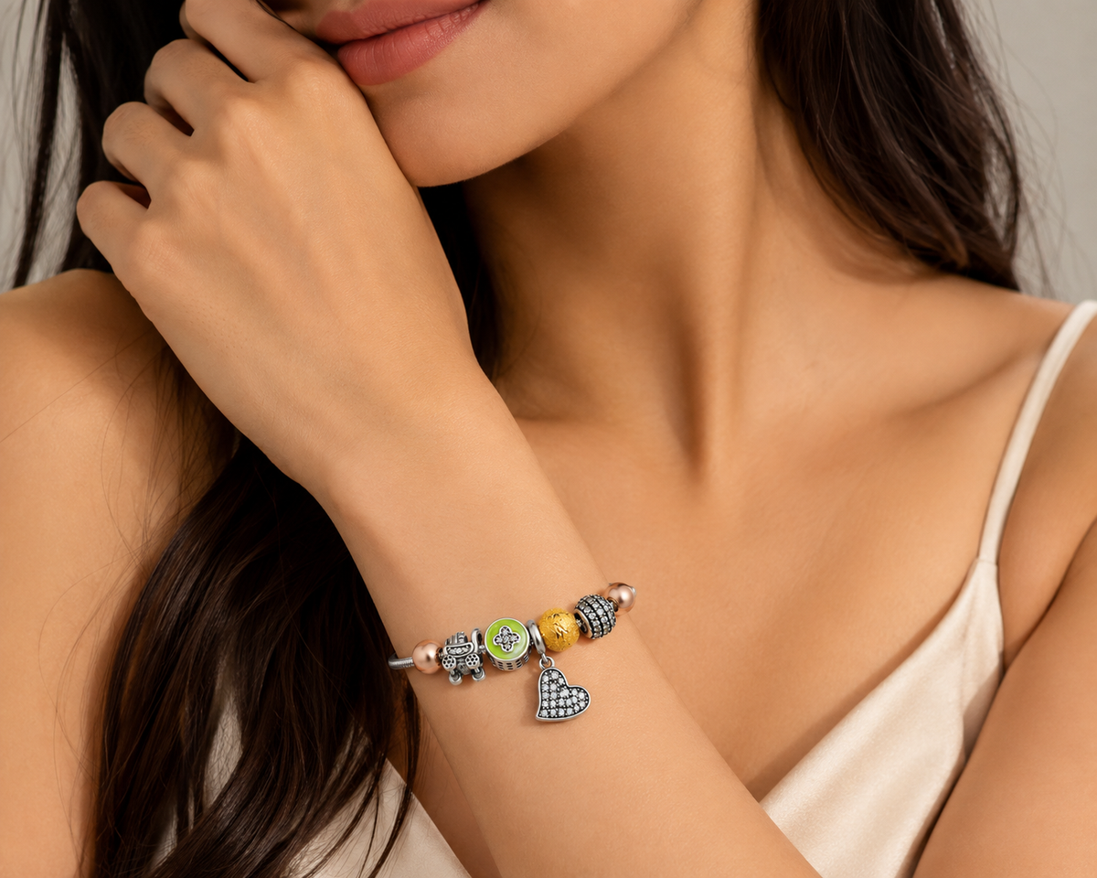 925 Sterling Silver Heart Charm Bracelet