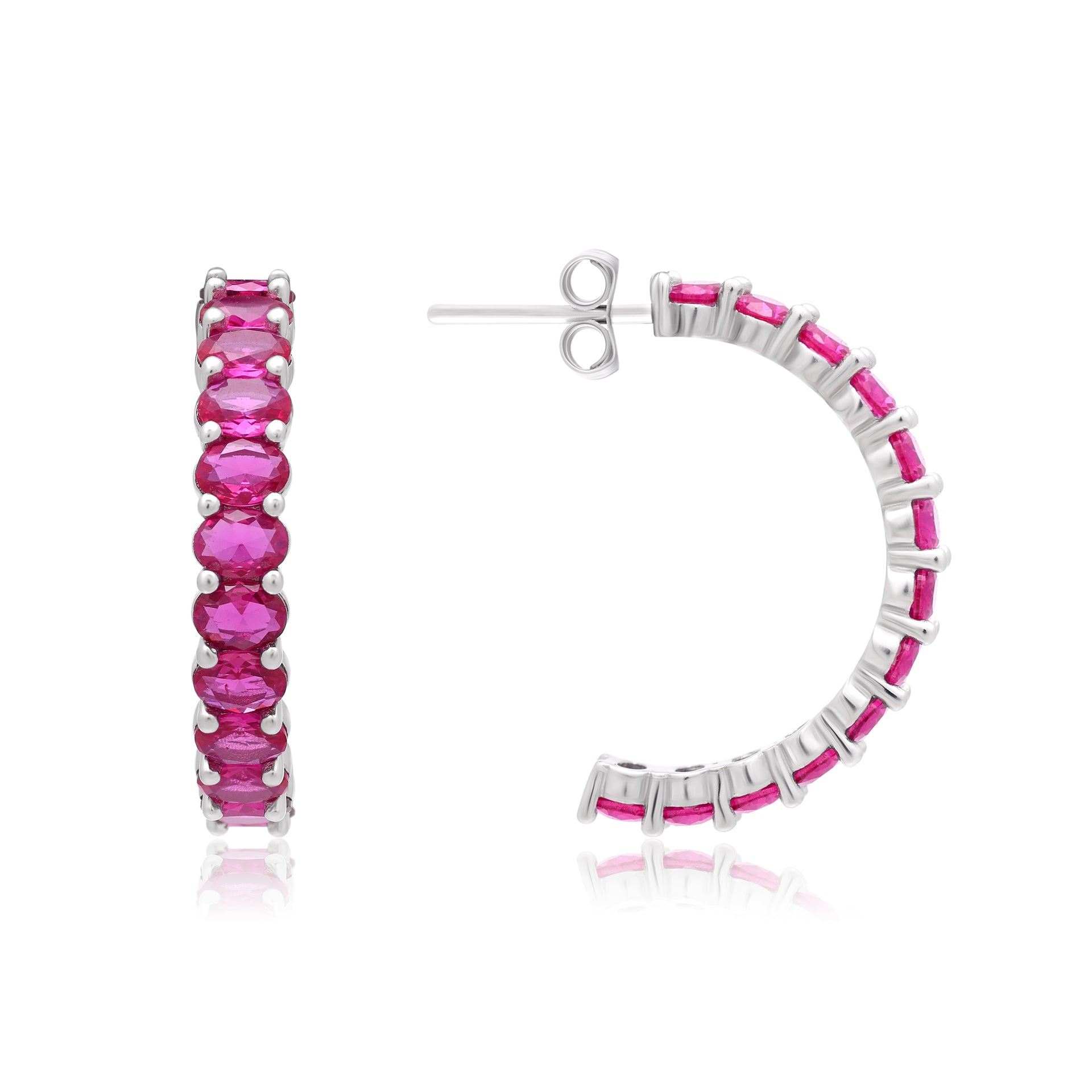 Twinrays Ruby Radiance Half Hoops  Earrings