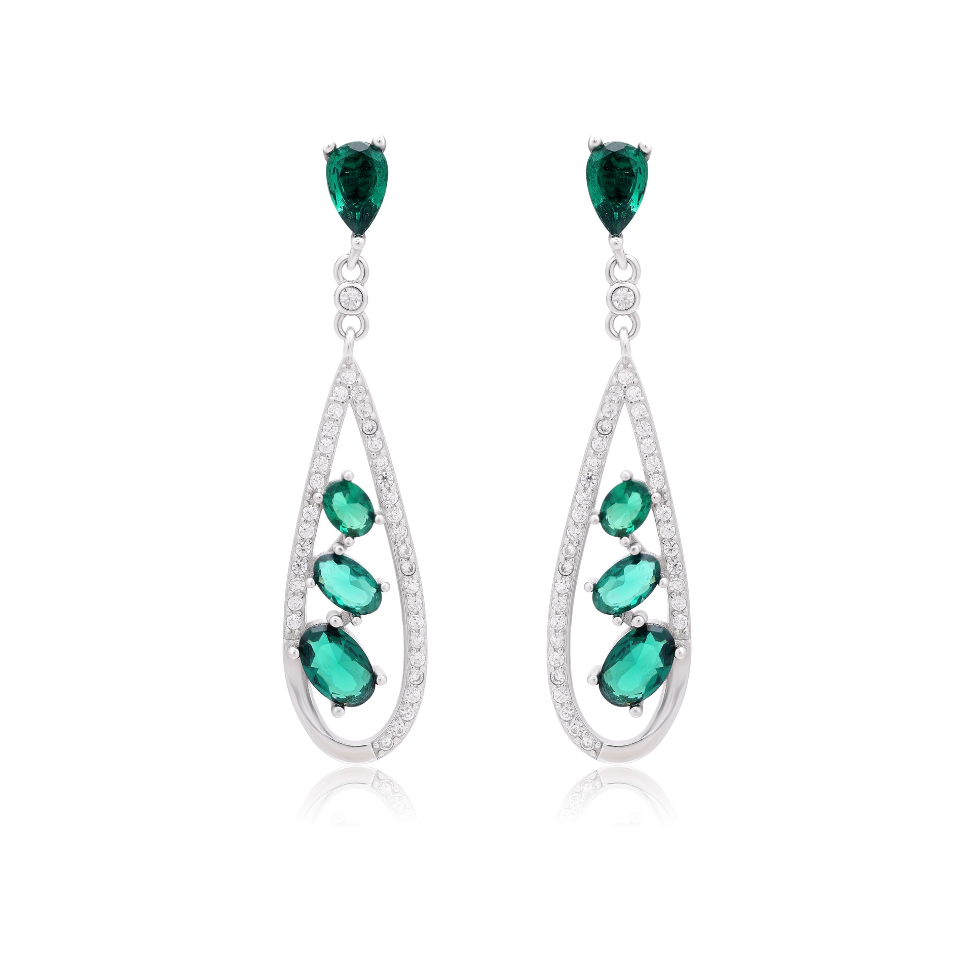 Twinrays Royal Green Droop Earrings