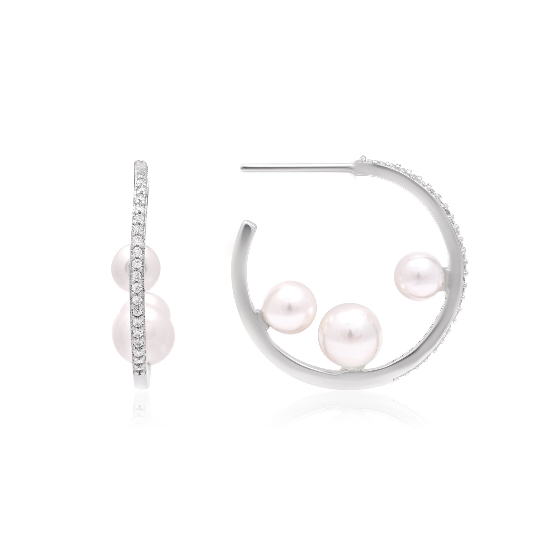 Twinrays Floating Pearl Hoops Earrings