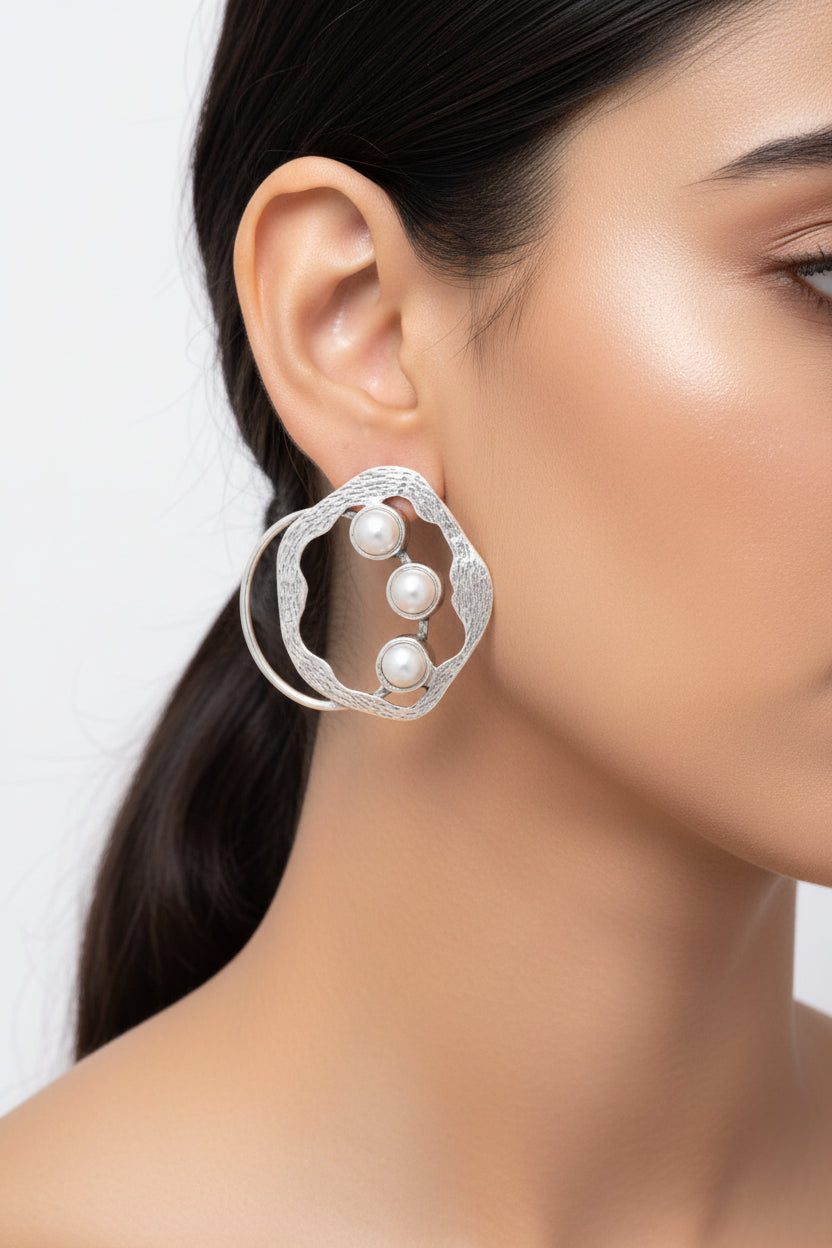 Twinrays Abstract Pearl Earrings