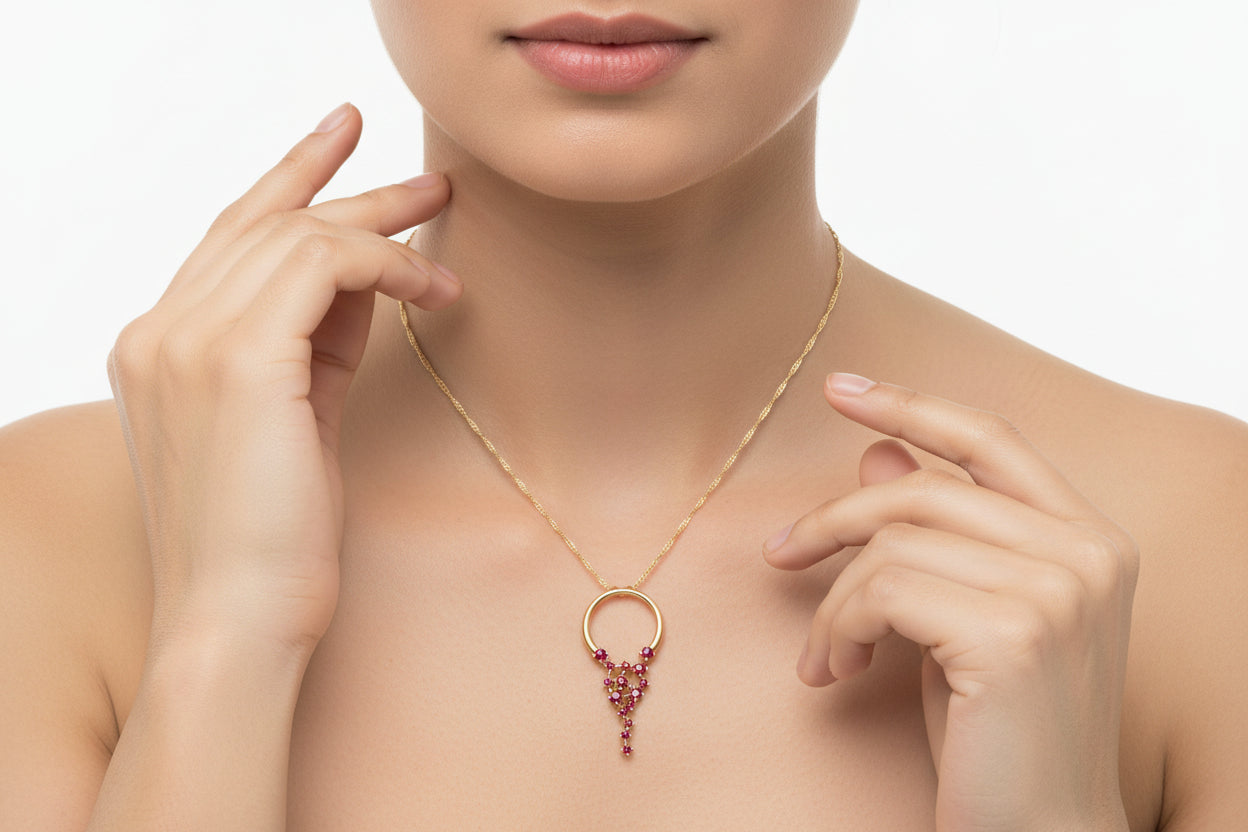 Twinrays Ruby Rain Circle Necklace