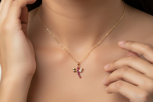 Twinrays Ruby Dragonfly Grace Necklace