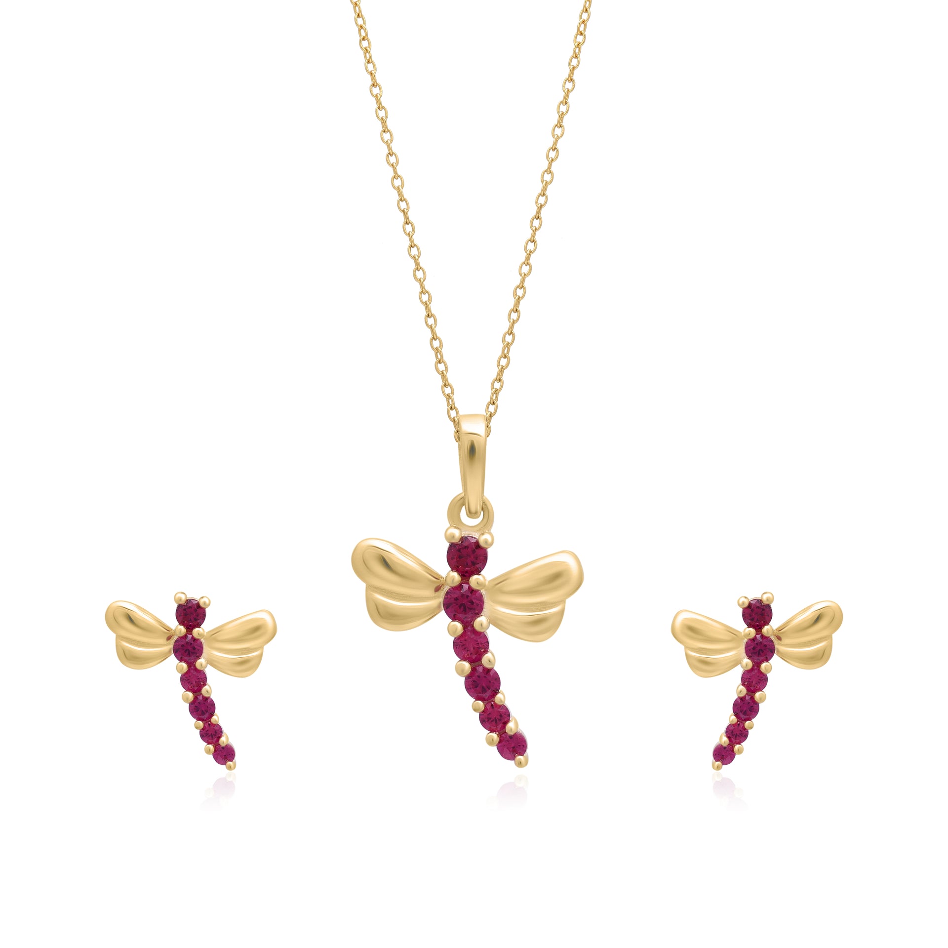 Dragonfly Ruby Grace Necklace and Earring Set