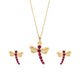 Dragonfly Ruby Grace Necklace and Earring Set