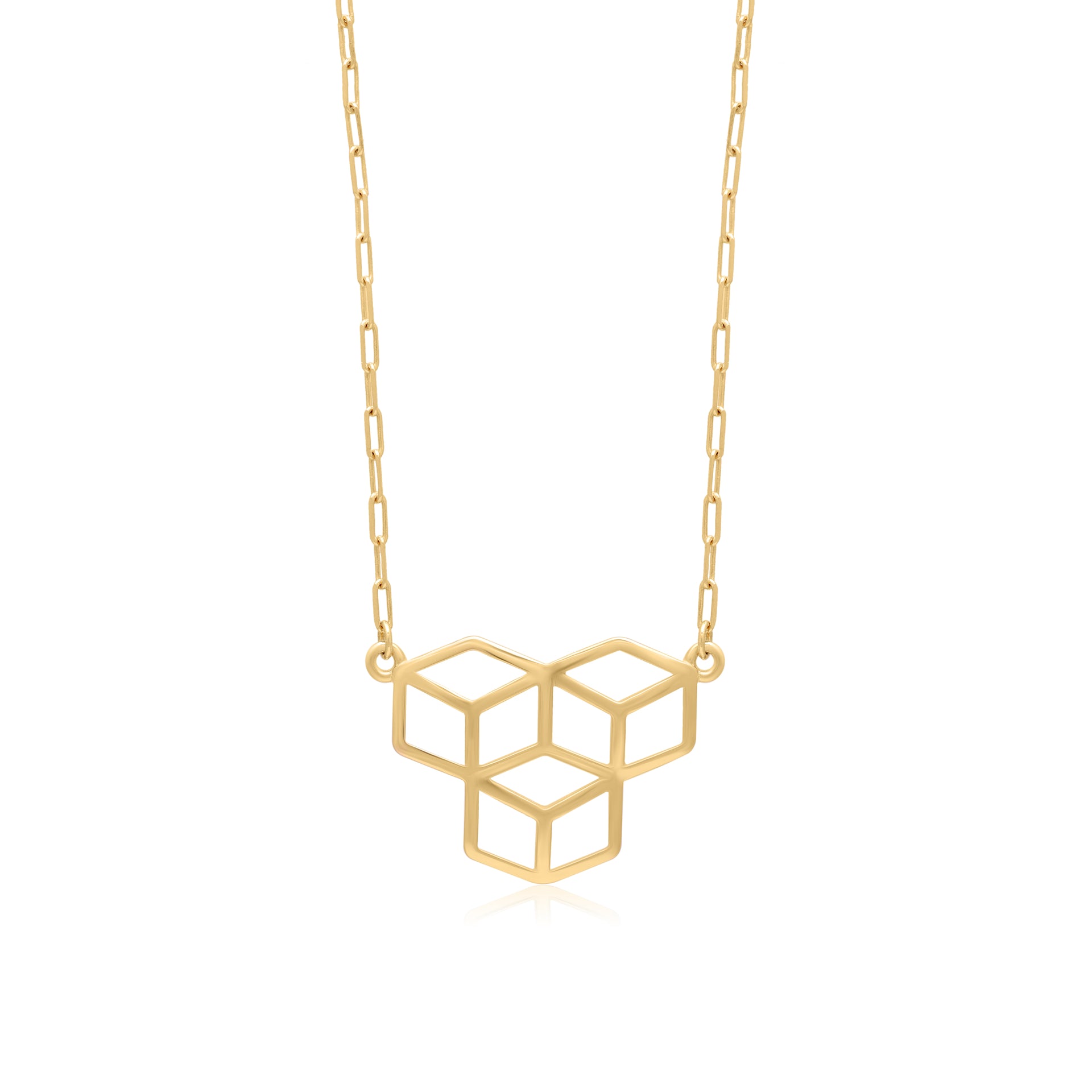 Twinrays Golden Trinity Cube Necklace