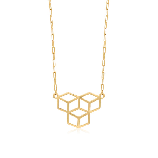 Twinrays Golden Trinity Cube Necklace