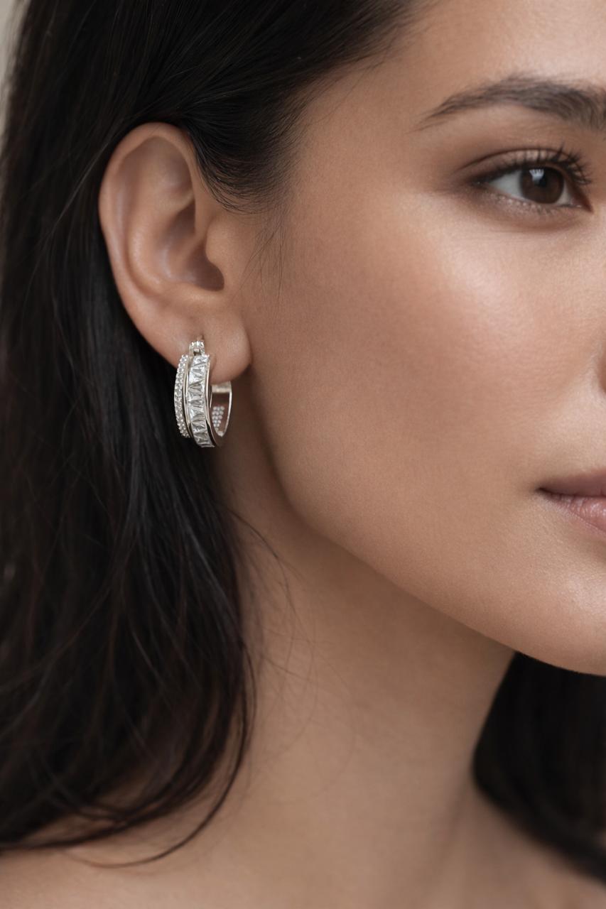 Twinrays Shine Silver Hoop Earrings