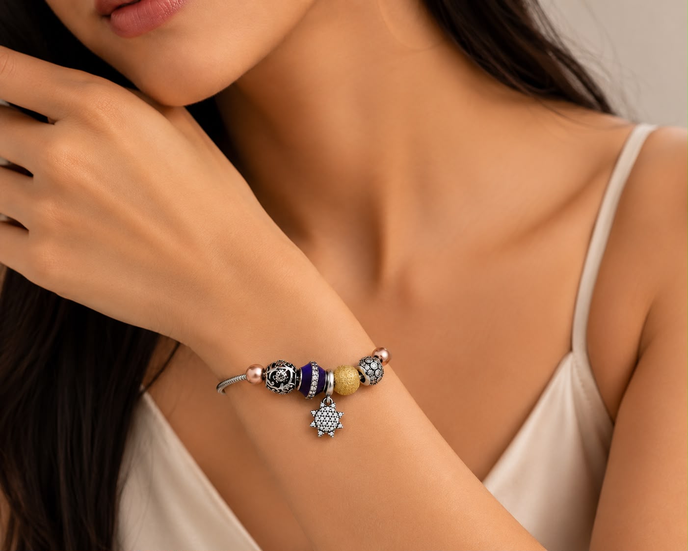 925 Sterling Silver Star Charm  Bracelet