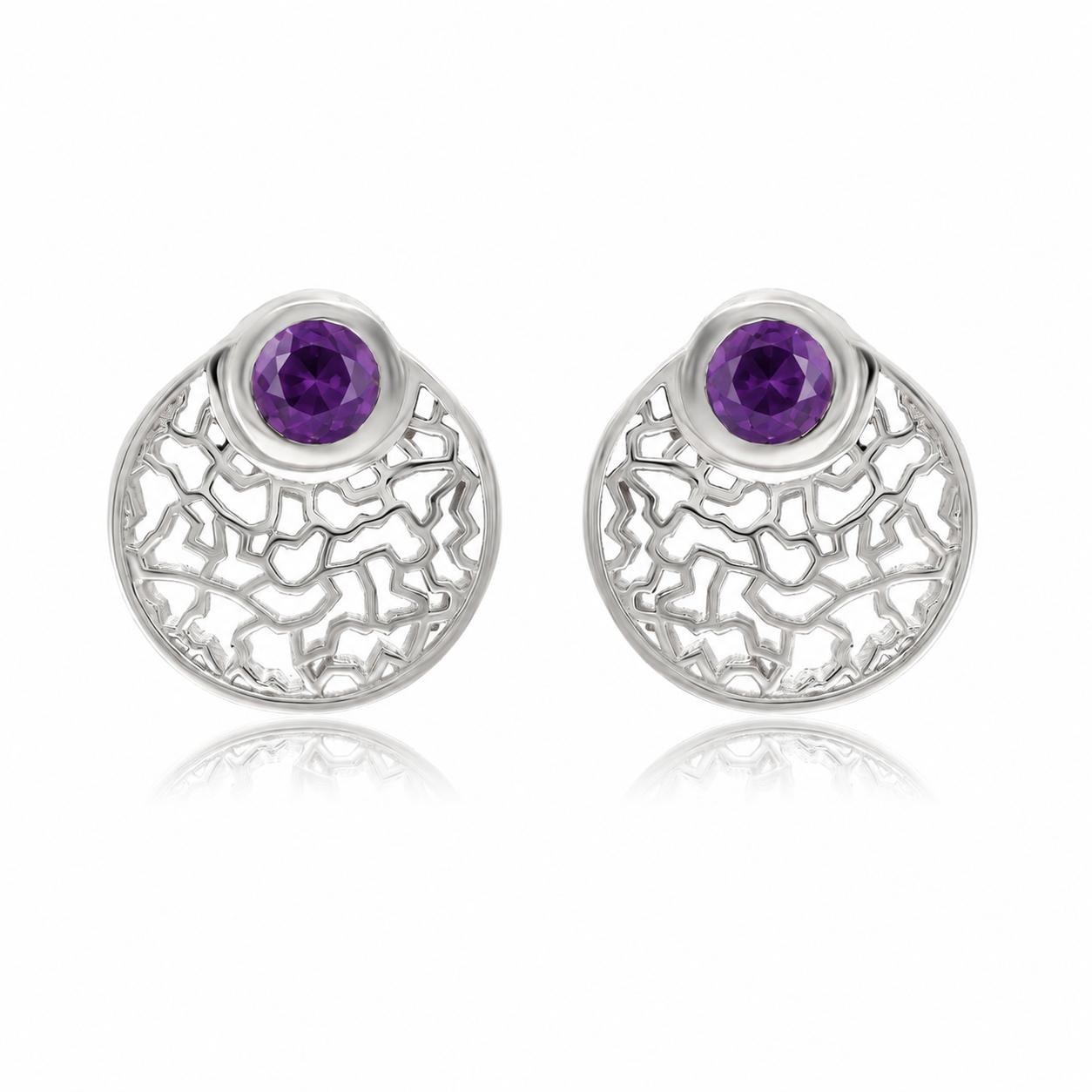 Silver Amethyst Stud Earrings