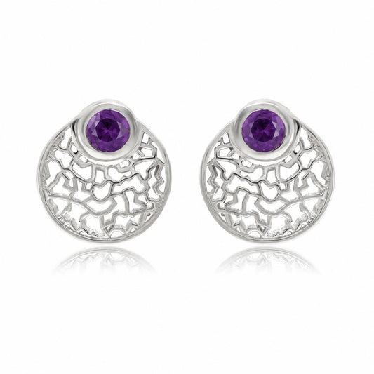 Silver Amethyst Stud Earrings