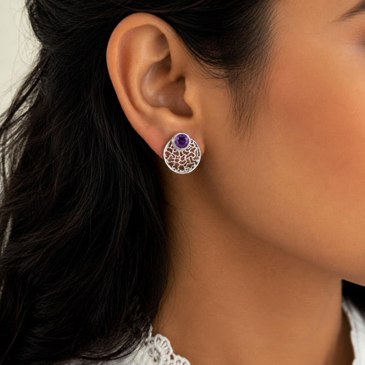Silver Amethyst Stud Earrings
