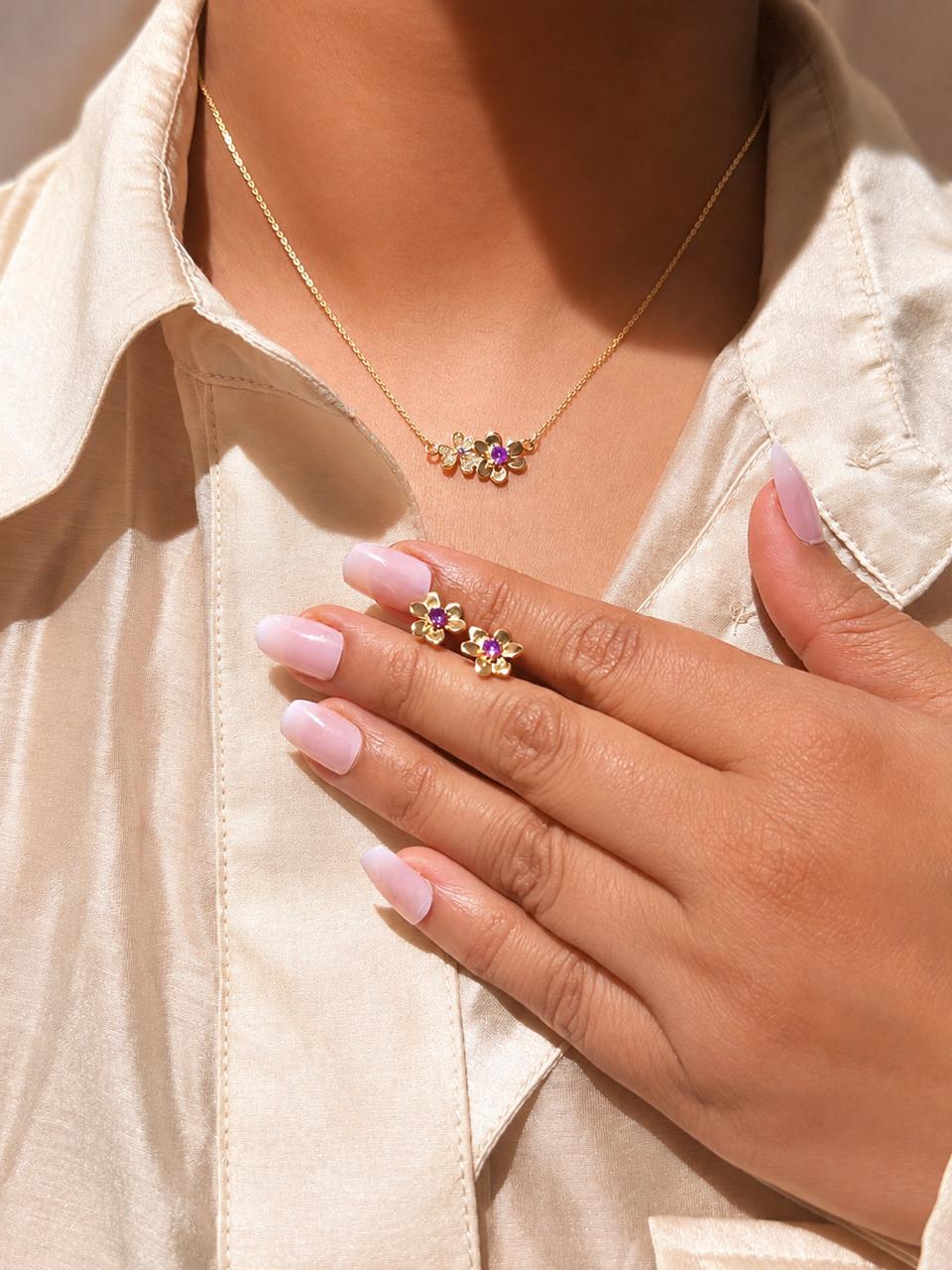 Floral Amethyst Jewelry Set