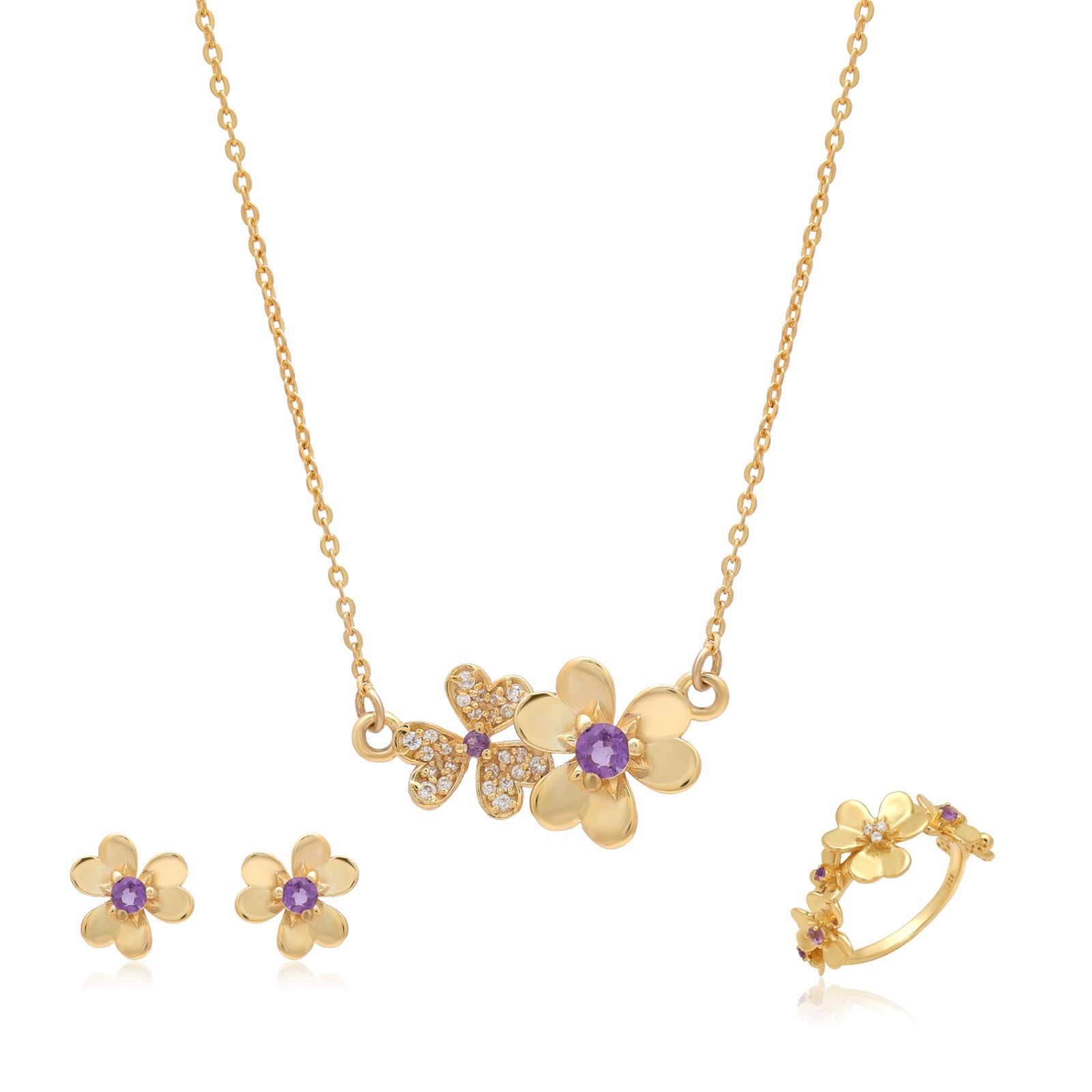 Floral Amethyst Jewelry Set