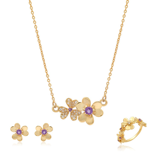 Floral Amethyst Jewelry Set