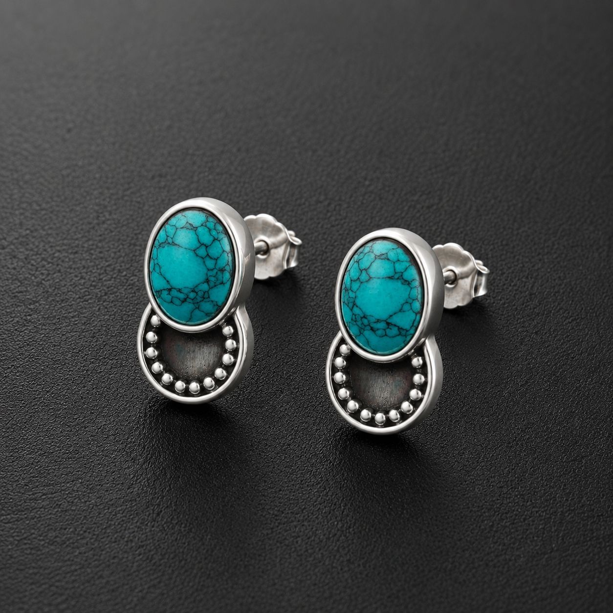 Turquoise Silver Stud Earrings