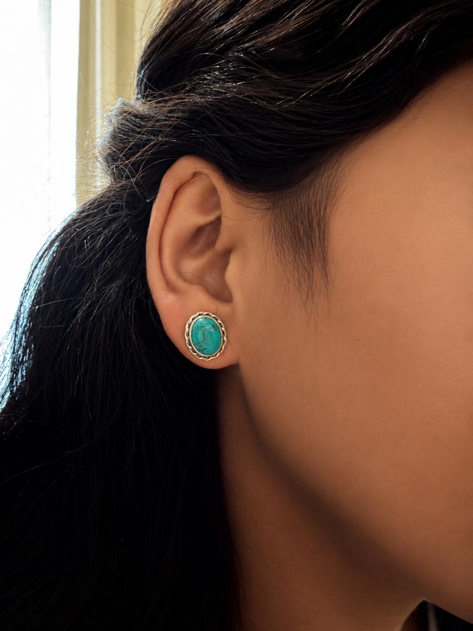 Turquoise Silver Stud Earrings